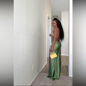 Babyboo Green Satin Dress